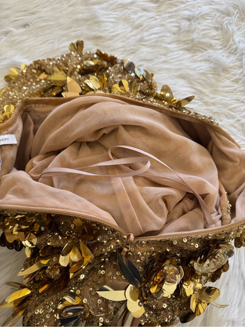 Rachel Gilbert Gold Embellished Sleeveless Sequin Gown - Picture 8 of 10